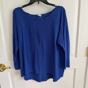 Eileen Fisher Hemp Organic Cotton Top Women XL Blue